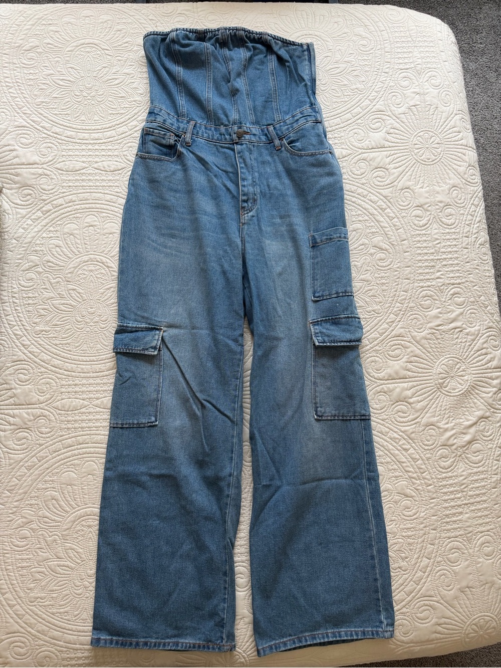 Wild Fable Strapless Cargo Denim Jumpsuit